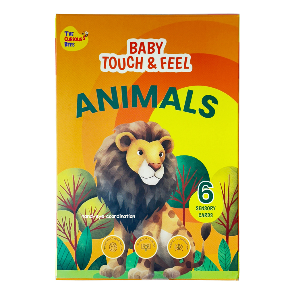 The Curious Bees - Animals Touch & Feel Sensory Cards | 12 Animals & 6 Textures to Enhance Sensory, Cognitive, Spatial & Hand Eye Co-Ordin