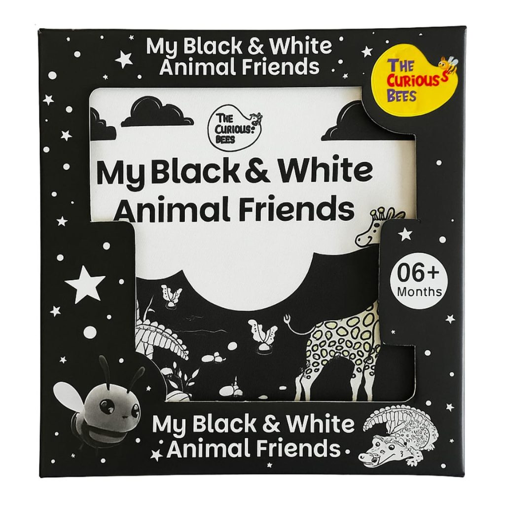 My Black & White Animal Friends | High Contrast Soft Sensory Cloth Book for Infants | Crinkle Sounds for Sensory Development & Play